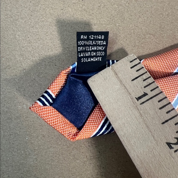 US Polo Assn silk navy blue orange diagonal stripes tie 3” - Picture 5 of 7